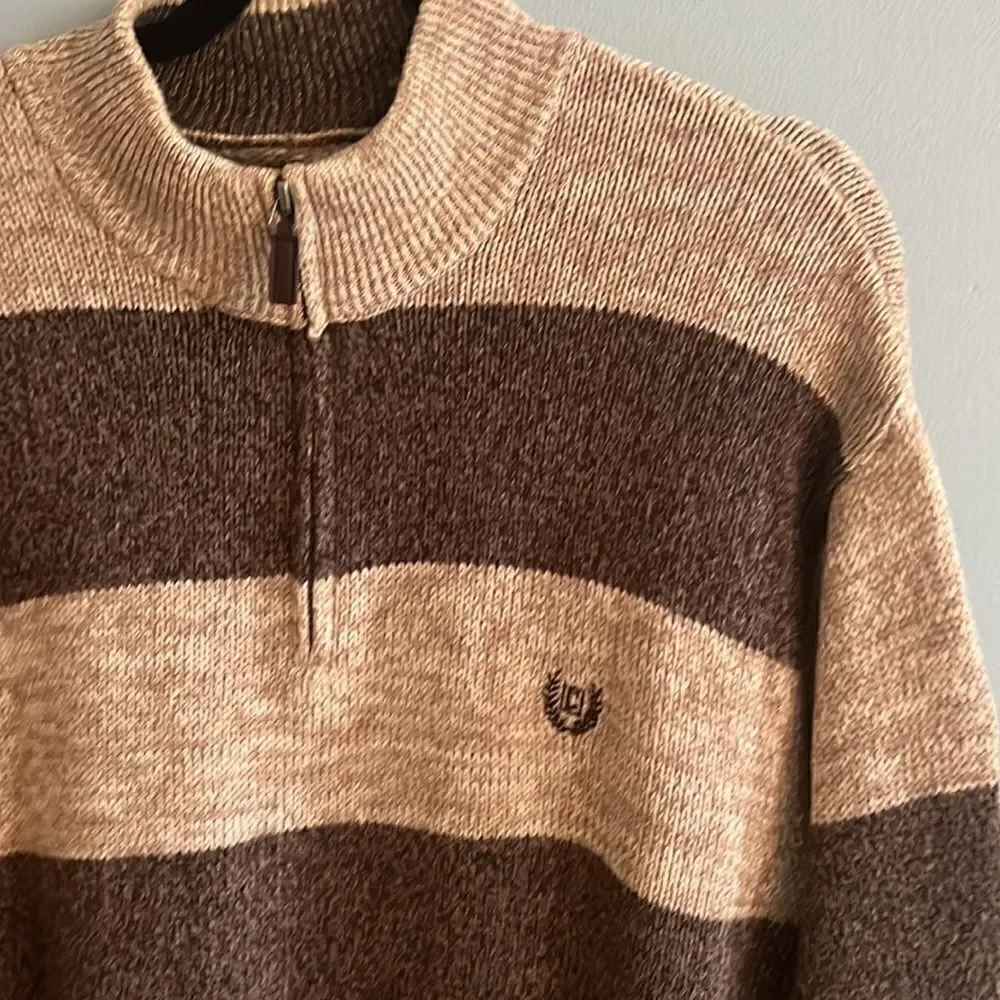Men’s 2XL XXL Grandpa core half zip thick chunky striped sweater